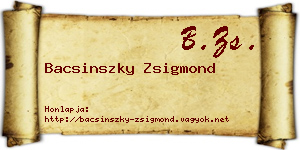 Bacsinszky Zsigmond névjegykártya